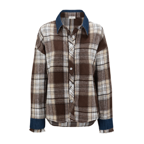 Naya plaid denim jacket BROWN